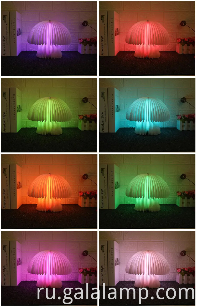 Красочная светодиодная бамбуковая деревянная лампа с грибной дизайном